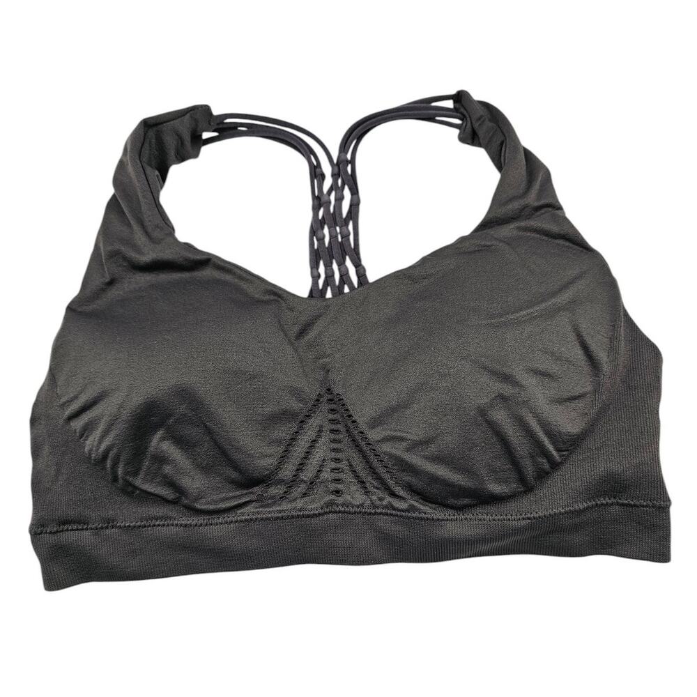Morera Activewear Womens Sz L Seamless Sports Bra Lightly Padded Strappy Black